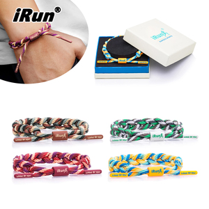 <span class=keywords><strong>IRun</strong></span>, logotipo personalizado, pulseras tejidas deportivas de fútbol, cuerda hecha a mano, pulsera trenzada deslizante de Metal, pulsera de cordones de tenis - Product Image 1