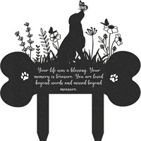 Estaca Conmemorativa para Perros, Marcador de Tumba para Mascotas de Metal Negro con Frase, Placa Conmemorativa para Perros Resistente a la Intemperie para Exteriores