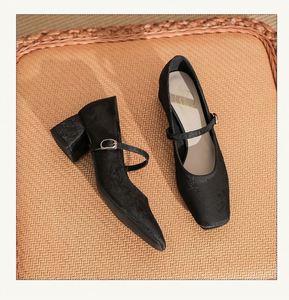 Nuevos Zapatos Mary Jane de Estilo Chino con Punta Cuadrada para Mujer, de Satén Jacquard con Perlas, de Una Sola Tira, Casuales, Planos, de Vestir - Product Image 3
