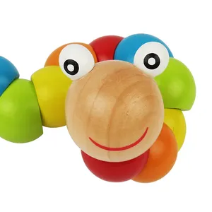赤ちゃん木製おもちゃ絶えず変化する色の指動物人形ツイストワームキッズ教育パズルおもちゃ