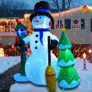 8FT The Sweeping Snowman Waterproof Polyester Inflatable Christmas Balloon For Outdoor Party And Yard Decorations