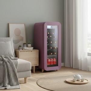 Vinopro Low Noise Temperature Display Glass Retro Wine Cooler 50l 22 Bottles Beverage <b>Fridge</b> Wifi Smart Refrigerator Cooler - Product Image 1