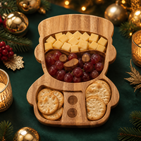 Plateau de service en bois de Noël motif Père Noël mignon, vente en gros d'usine, pour biscuits, bonbons, collations et tables de fête de Noël