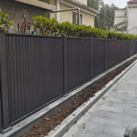 Clôture de sécurité de jardin en acier galvanisé, style moderne et simple, noir, avec treillis et portails, traitement thermique, modélisation 3D