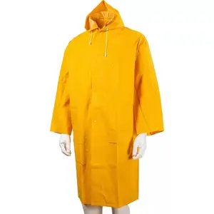 Плащ из ПВХ Желтый водонепроницаемый сверхпрочный дождевик для взрослых мужской длинный плащ из полиэстера