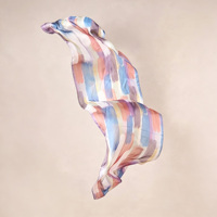 Foulard carré de luxe en soie satinée brillante à motifs de pinceaux aquarelle, élégant foulard pour le cou et la tête, accessoire cadeau, vente en gros