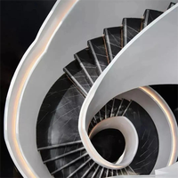 Escalier d'intérieur moderne personnalisé Escalier d'intérieur moderne avec marches en arc spiralé en marbre noir clair Escaliers d'intérieur