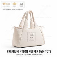 Tas Tote Gym Polyester Anti Air Ultra Ringan Custom Grosir dengan Tali Serut yang Dapat Disesuaikan dan Kantong Botol Air untuk Wanita