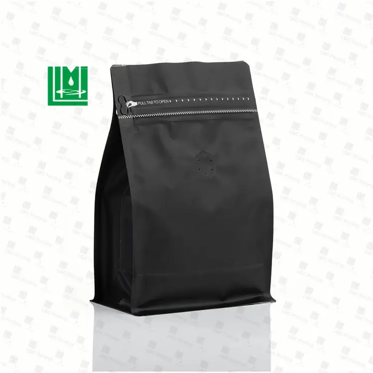 1kg Wholesale Resealable Recycle Side Gusset Stand Up Pouch Ziplock With Valve Zipper Flat Bottom Coffee Bean Packaging Bags
