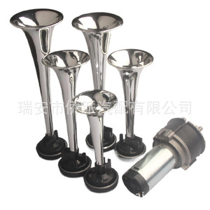 Bocina de aire de cinco trompetas para coche, 12V, eléctrica, musical, universal, tipo jazz, con altavoz rojo de advertencia - Product Image 3