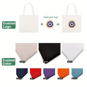 Sac à bandoulière en toile réutilisable décontracté de grande capacité avec logo imprimé personnalisé, sac de shopping en coton, sac de plage avec poche - Product Image 4