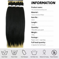 Extensions de cheveux tressés faciles à poser en fibre synthétique pré-étirée 4X à bas prix pour la vente en gros, fibre basse température