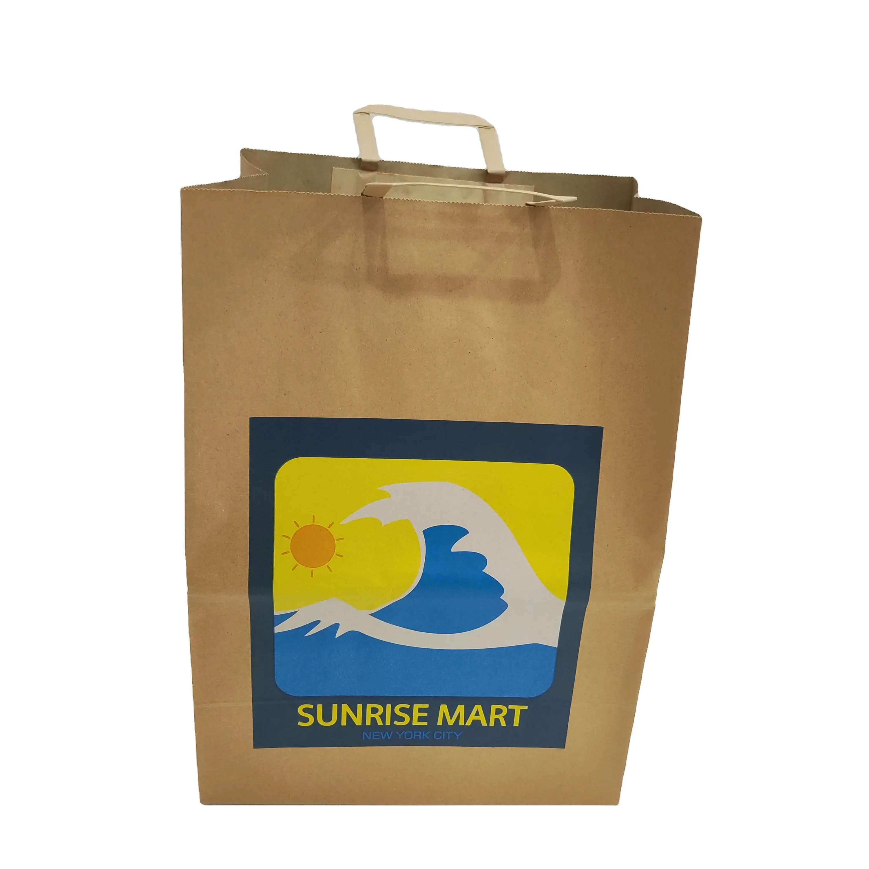 Sunrise Patroon Kraftpapier Brood Voedsel Verpakking Zak Afhalen Pakket Winkelen Gift Bag