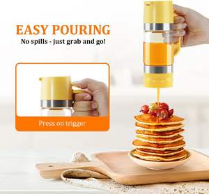 Glass <b>Honey</b> <b>Dispenser</b> Pot No Drip 9 OZ <b>Honey</b> Jar with Handle Syrup <b>Dispenser</b> for Coffee or Tea Ideal for <b>Honey</b> and Syrup Yellow - Product Image 4