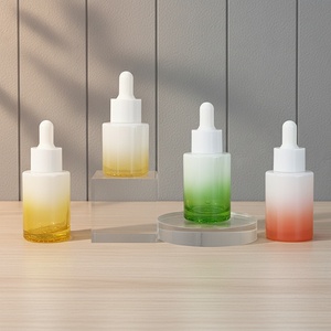 Luxury Empty 30ml Frosted Glass <b>Flat</b> Shoulder Dropper Bottle Screw Cap for Liquid Serum Foundation Lotion Cosmetic Packaging - Product Image 1