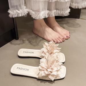 Nuevas Sandalias Puntiagudas con Diseño de Flores Arrugadas, Cómodas, Antideslizantes, Transpirables, con Suela Plana, Ideales para un Estilo Casual y Relajado - Product Image 1