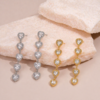 Pendientes de Corazón Románticos KITI, Hipoalergénicos, de Acero Inoxidable, con Circonita Cúbica Brillante, Chapados en Oro PVD, Regalo de Joyería