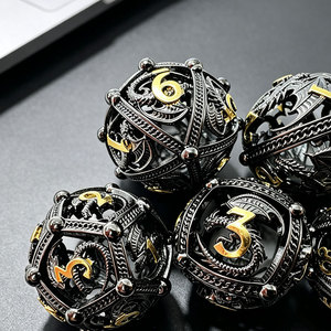 Juego de dados metálicos esféricos huecos con diseño de dragón, dados de múltiples caras para juegos de rol de mesa Dungeons and Dragons - Product Image 5