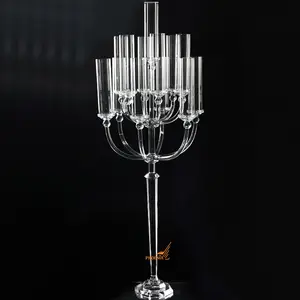 高品质大13臂水晶玻璃管烛台婚礼活动餐桌装饰