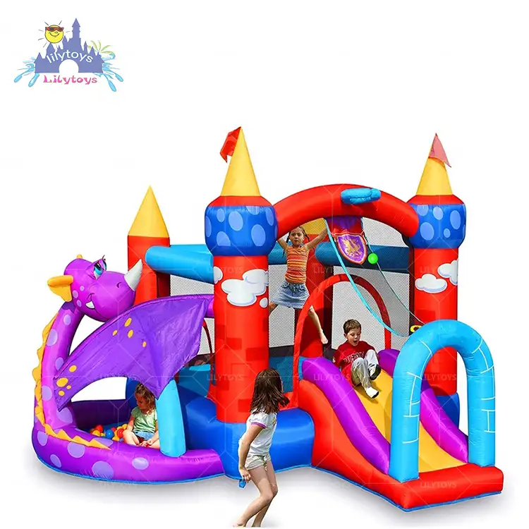 Funny Nylon Fabric Inflatable dinosaur Bouncy House Inflatable , Inflatable Small Jumping Castle with Slide For Kids