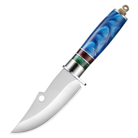 OEM haute dureté 7Cr17Mov en acier inoxydable lame fixe Mokume couteau de chasse poignée en résine outil de cuisine pour la survie en camping