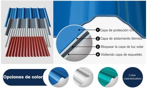 Color corrugado recubierto de PVC teja de <span class=keywords><strong>techo</strong></span> aislado APVC plástico roofing sheet - Product Image 4