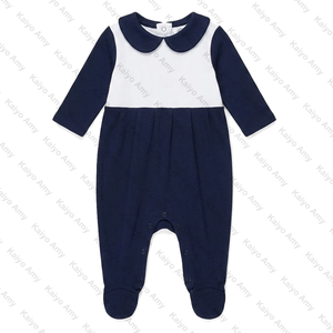 Wholesale Infant Baby Clothes Set Organic Cotton <strong>Newborn</strong> Footie Romper Peter Pan Collar Personalized Baby Girl <strong>Hospital</strong> <strong>Outfit</strong> - Product Image 4