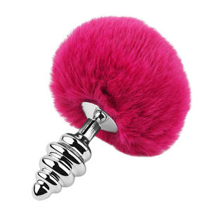 Queue de lapin artificielle en gros avec plug anal en forme de fil, jouets sexuels pour couples, plug anal argenté, outils de plaisir sexuel - Product Image 5