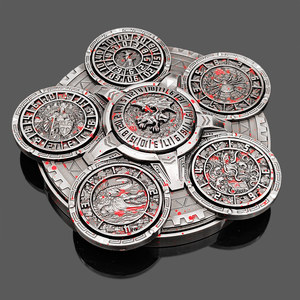 Contador de dados metálico vintage con efecto de salpicaduras de sangre, 7 en 1, con brújula giratoria para accesorios de juegos de mesa Dungeons and Dragons - Product Image 2