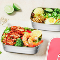 Rechteckige 304 Edelstahl Frischhaltebox mit Luftlöchern Silikon-Dichtung Temperaturdicht Auslaufsicherer Lunchbox-Deckel Modern