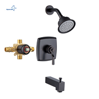 Ensemble de douche en laiton noir canon de fusil à tête de douche pluie, modèle unique, pour toilettes à montage encastré