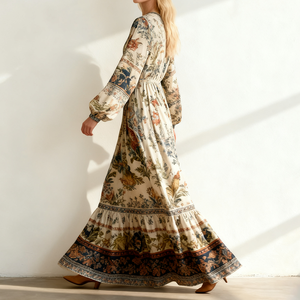 OEM Usine Personnalisée Printemps Été <span class=keywords><strong>Robe</strong></span> à Imprimé <span class=keywords><strong>Bohème</strong></span> Femmes Style Ethnique <span class=keywords><strong>Robe</strong></span> à Couture à Manches Longues Ample - Product Image 6