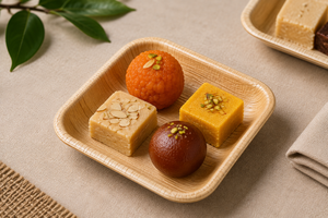 4.5 Inch Square Areca Palm Leaf Disposable <b>Side</b> <b>Plate</b> | Compostable Eco-Friendly Heavy-Duty Catering <b>Plate</b> - Product Image 6