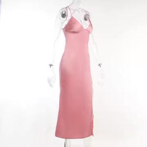 Vestidos ajustados de cuello en V para mujer, estilo bohemio/casual, transpirables, con patchwork, ideales para fiestas en clubes, color liso, gran éxito de ventas en otoño/invierno. - Product Image 3