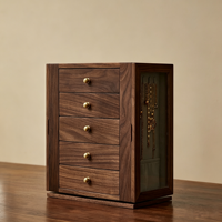 Vitrine à bijoux de luxe en noyer, organisateur de bijoux en bois, boîte à bijoux en bois avec clé