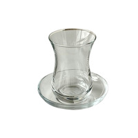 Ensemble de tasses et d'assiettes en verre résistant à la chaleur de style européen, design simple pour le thé de l'après-midi, le café et les collations