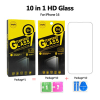 Verre transparent pour iPhone 16 16 Pro 16 Pro Max Protection d'écran antichoc HD Verre trempé transparent sans bulles