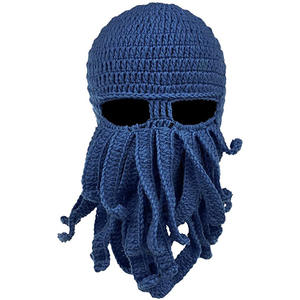 Gorro de barba tejido cálido sombrero de pulpo a prueba de viento divertido para hombres mujeres invierno Halloween Cosplay - Product Image 2
