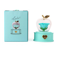 Offre Spéciale Cadeau de Noël : Boîte Cadeau Bijoux Fleur Éternelle Pomme sous Couvercle Acrylique, pour Bague de Demande en Mariage, Collier et Boucles d'Oreilles