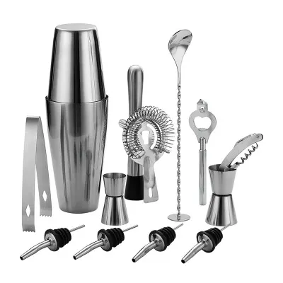 12 Stuks Set Barware Bar Barman Mixologie Flessenkit Gereedschap Accessoires Rvs Cocktail Shaker Set Set