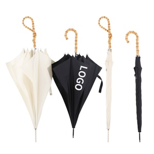 ร่มกันแดดไฟเบอร์กลาสแบบขายดี ด้ามไม้ไผ่ พร้อมเสาตรงยาวสำหรับผู้ใหญ่ - Product Image 1