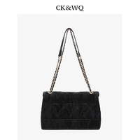 Sacs à bandoulière matelassés noirs pour femmes &WQ Spring Normcore/Minimalist, spacieux, avec chaîne réglable en cuir tressé