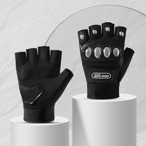 Gants d'équitation de <span class=keywords><strong>moto</strong></span> <span class=keywords><strong>demi</strong></span>-doigt personnalisés de motard de course sans doigts respirants pour hommes - Product Image 1