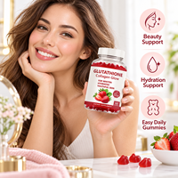 Complément alimentaire à base de gommes à mâcher aromatisées à la fraise, enrichi en glutathion et collagène, 60 unités