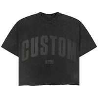 T-shirt Homme en Coton 300 g/m² Coupe Boxy, Imprimé Silicone, Effet Délavé, Streetwear Lourd, Personnalisé Noir Vintage