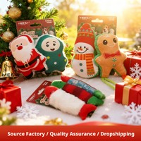 Jouets en peluche à la catnip de la série de Noël, jouet pour chat en plumes Père Noël Bonhomme de neige Bonhomme en pain d'épices, jouet de vacances pour animaux de compagnie pour chats à jouer seuls