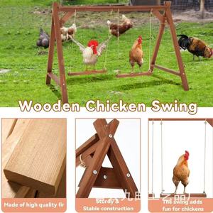 Columpio de madera para gallinas, soporte de madera maciza para jaulas de aves, hábitat de juego. - Product Image 3