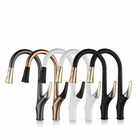 Robinet de cuisine en laiton avec douchette extractible, design contemporain, couleur personnalisable et installation sur plan de travail