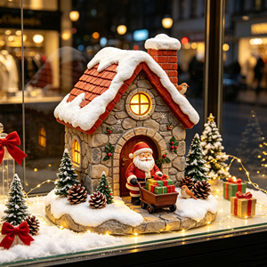 Ornamento Natalizio in Resina a Forma di Casa di Babbo Natale con LED, Decorazione da Tavolo per Casa, Regalo per Bambini, Statuetta - Product Image 6