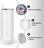 Mossion Speaker musik untuk cangkir 20oz sublimasi baja tahan karat dinding ganda terisolasi vakum LED dilepas